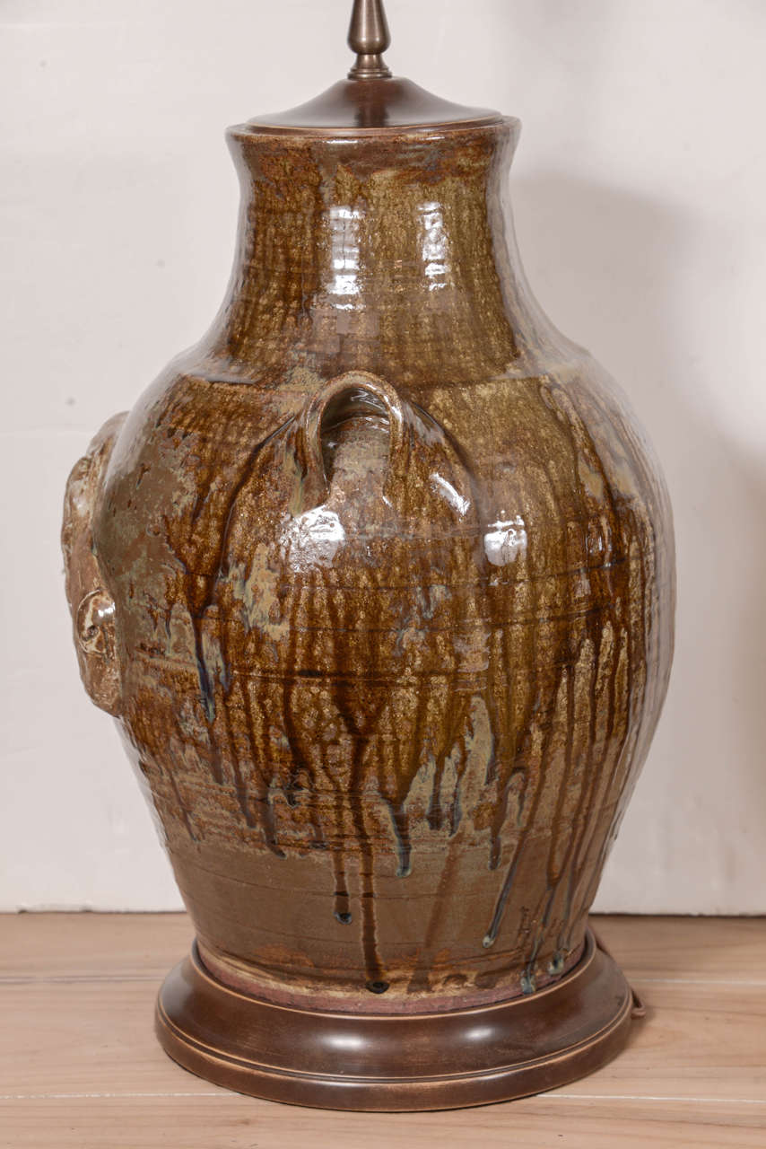 Pair of Hunting Dog Pottery Lamps For Sale 2