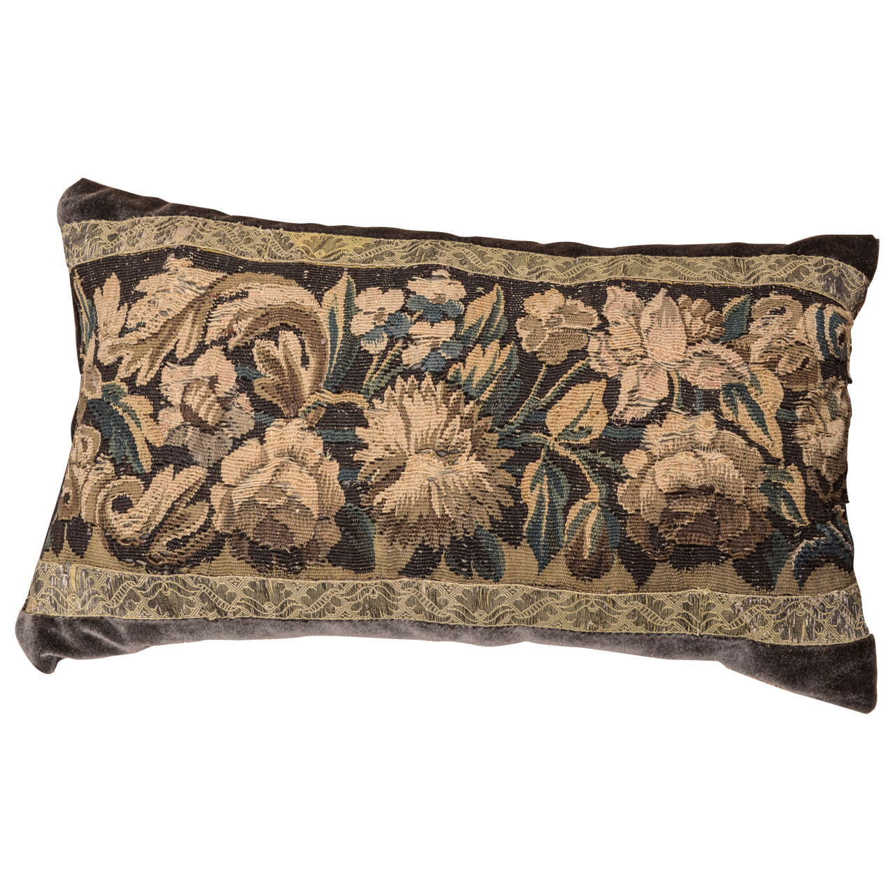 18th Century Large Lumbar Tapestry Pillow For Sale at 1stdibs