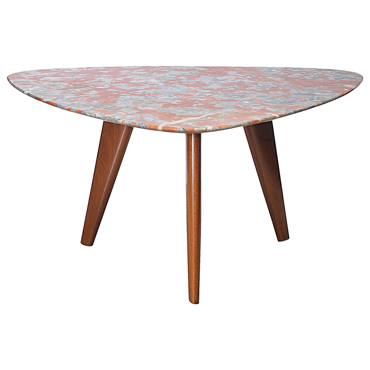 1950s Osvaldo Borsani Marble and Wood Coffee Table For Sale