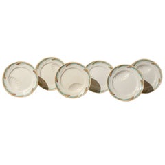 French Late 19th Century Sarreguemines Asparagus Plates with Shell Shaped Hole