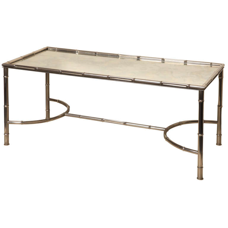Maison Baguès Style Faux Bamboo Coffee Table For Sale
