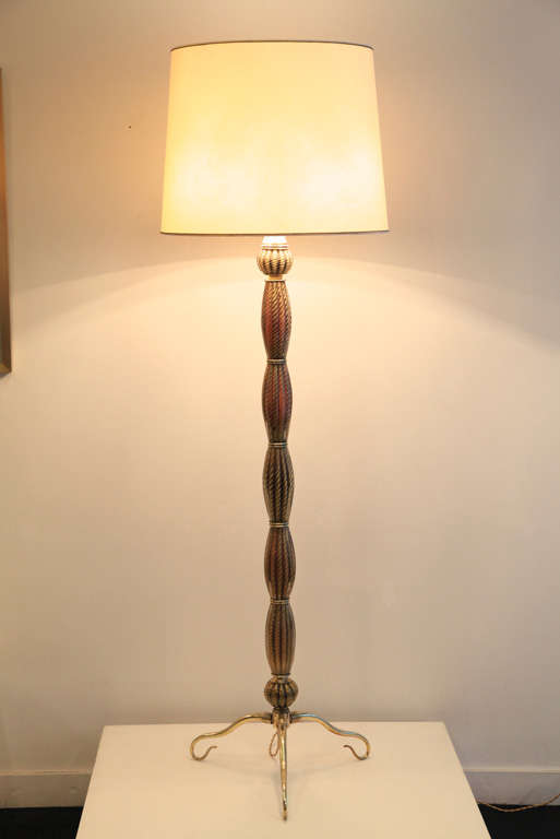 Exceptional 1940' Gold Glass Murano Floor Lamp