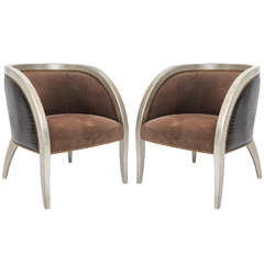 Pair of Art Deco Style Barrel Back Chairs