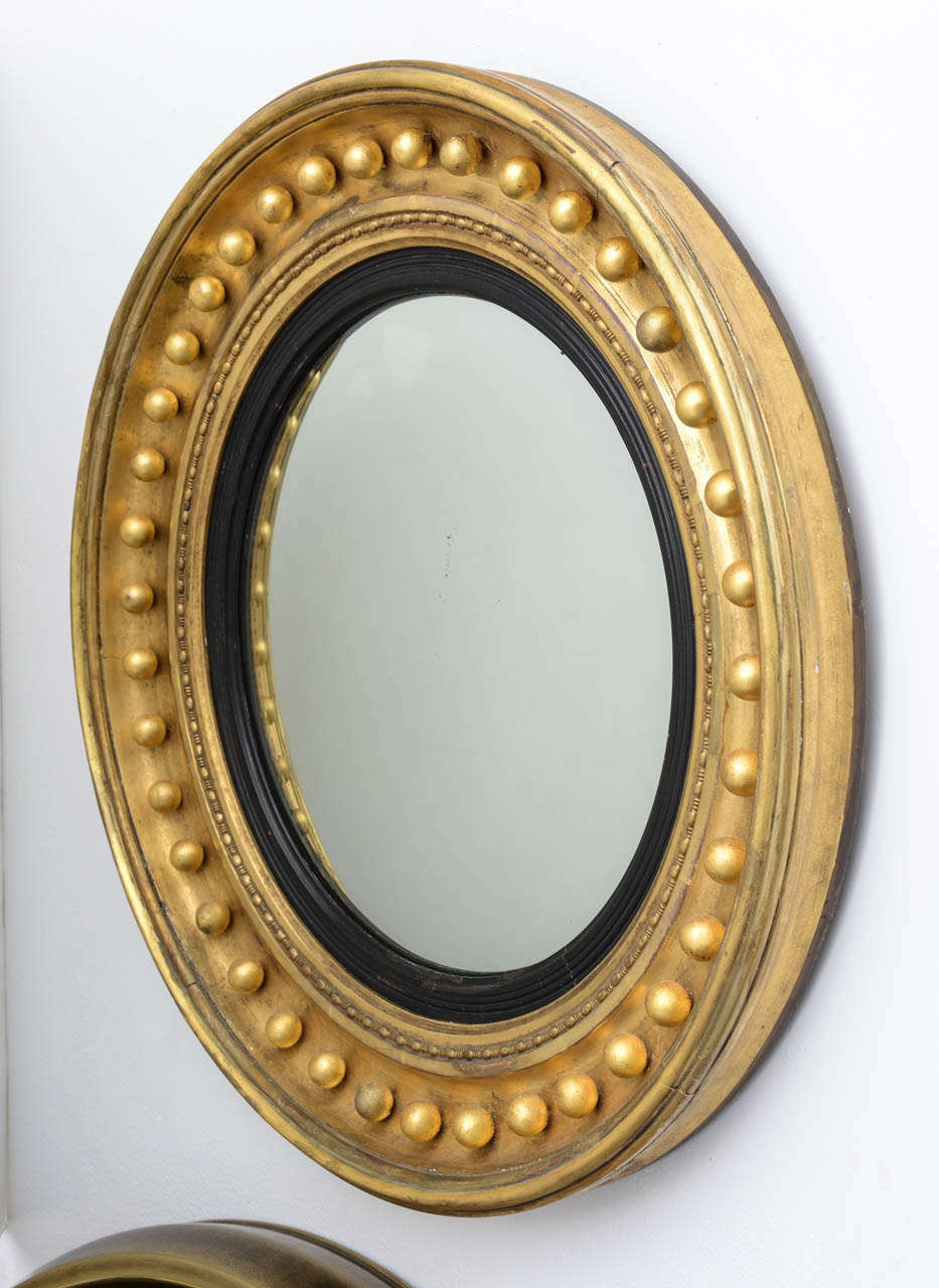 19th Century 19 Century Regency Style Gold-Leaf Convex Mirror 