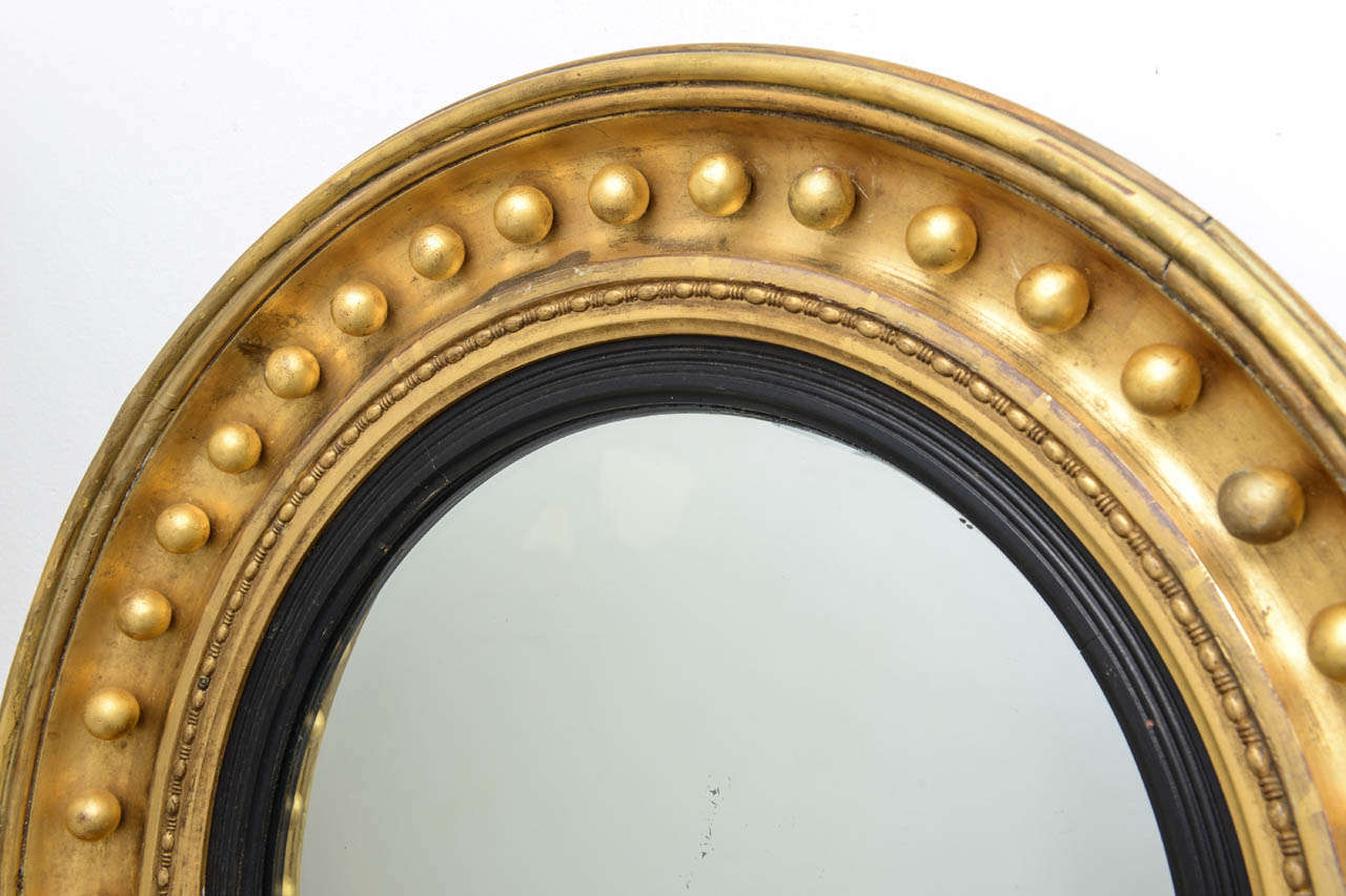 19 Century Regency Style Gold-Leaf Convex Mirror  1