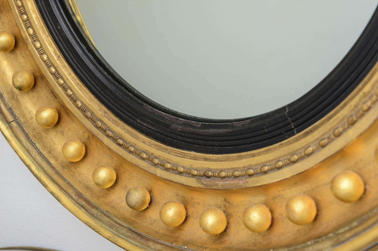 19 Century Regency Style Gold-Leaf Convex Mirror  2