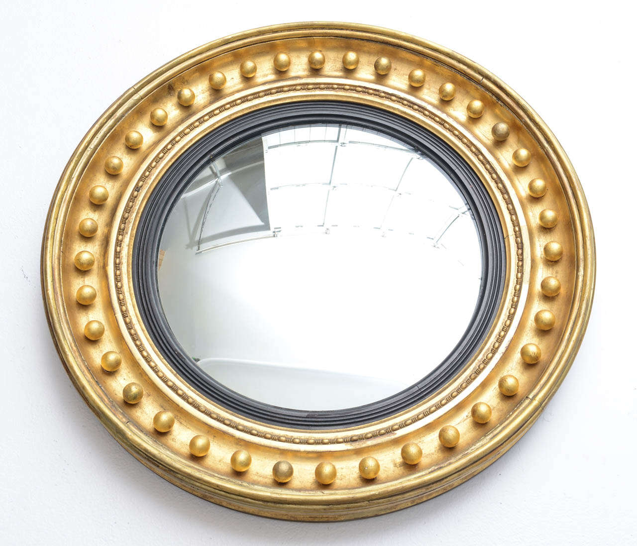 19 Century Regency Style Gold-Leaf Convex Mirror  3