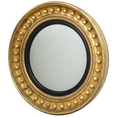 19 Century Regency Style Gold-Leaf Convex Mirror 