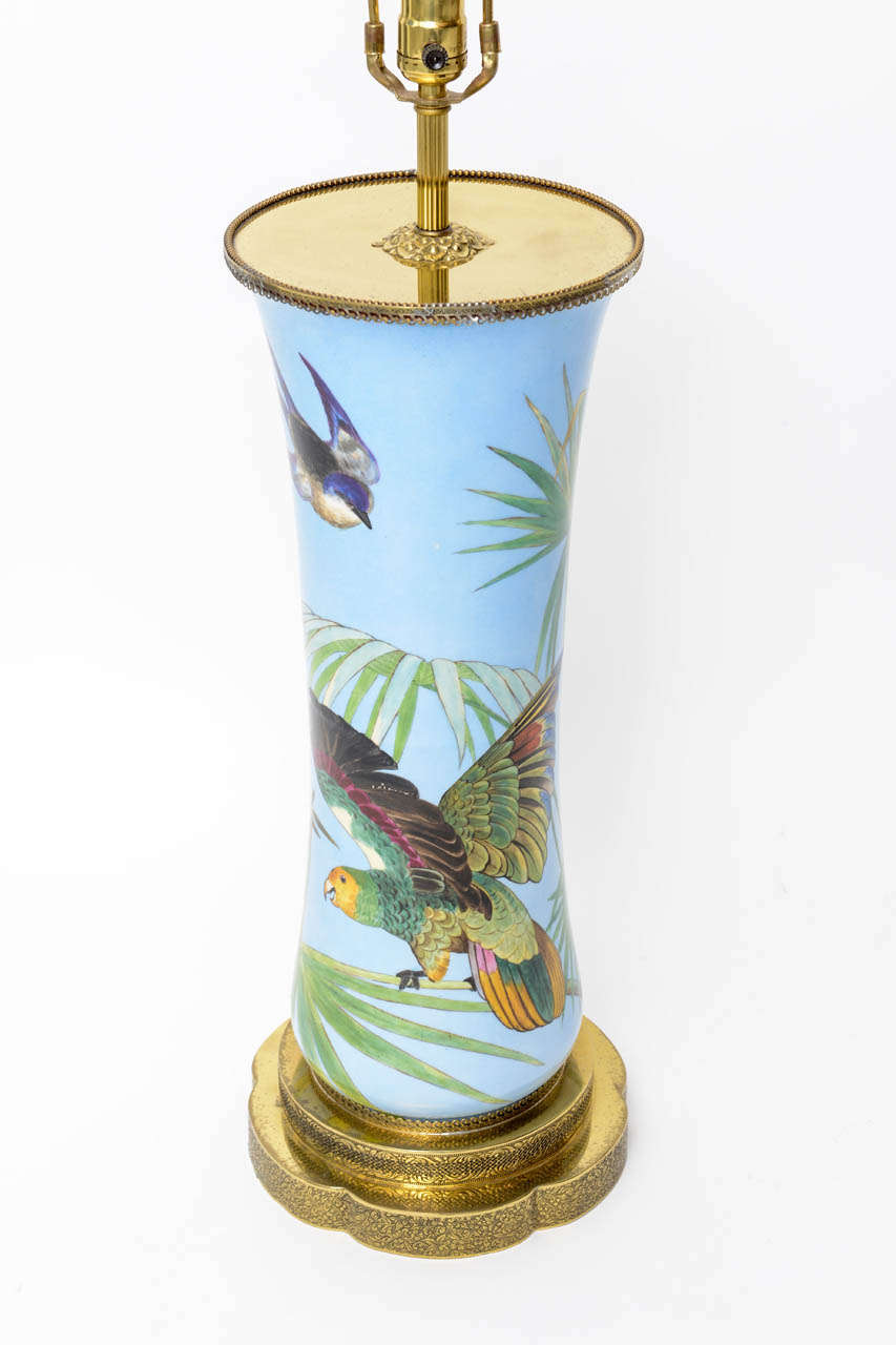 Pair of Ceramic Lamps with Bird Motif In Good Condition In West Palm Beach, FL