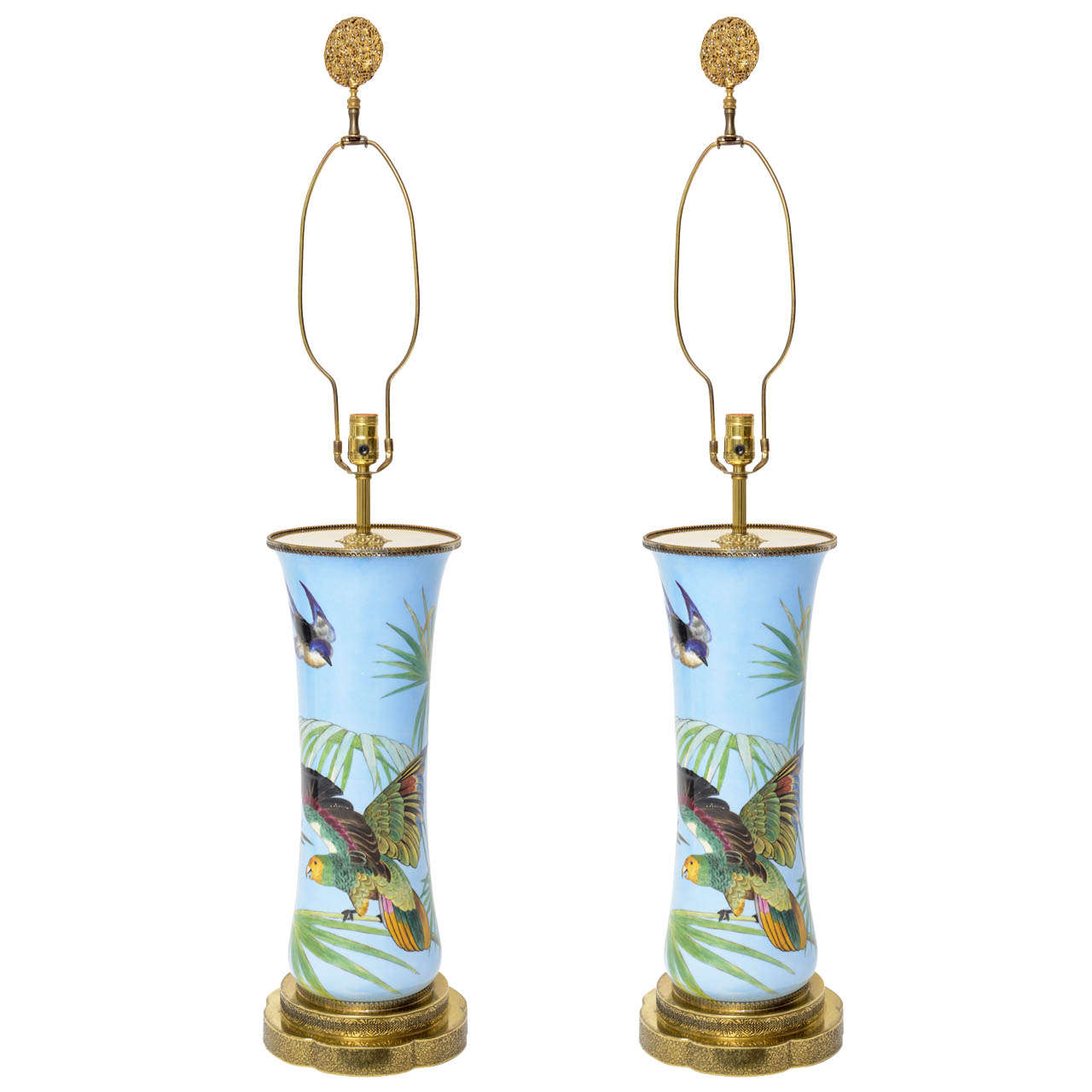 Pair of Ceramic Lamps with Bird Motif