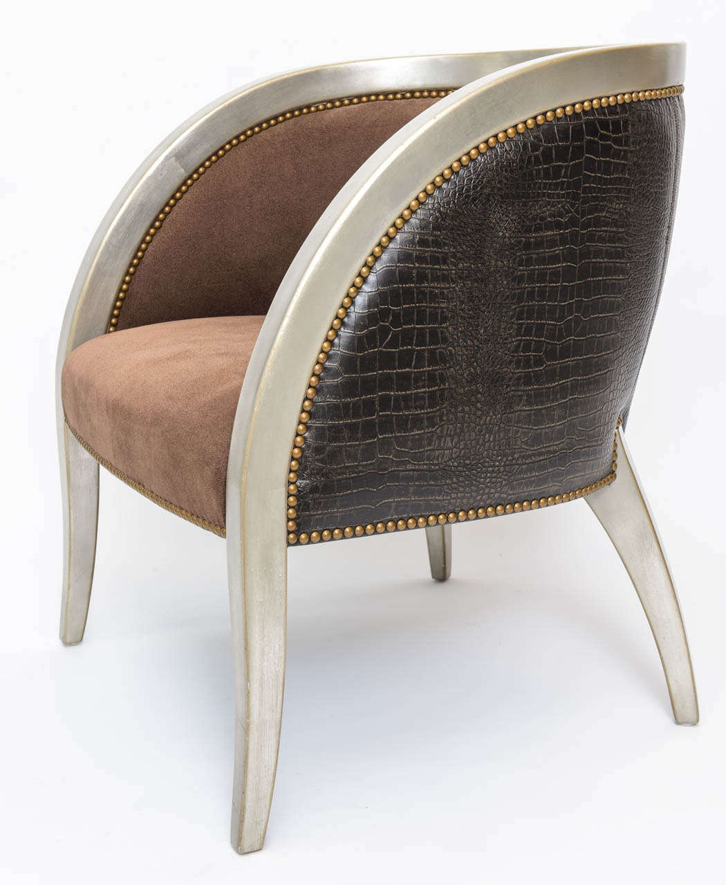 Pair of Art Deco Style Barrel Back Chairs at 1stdibs