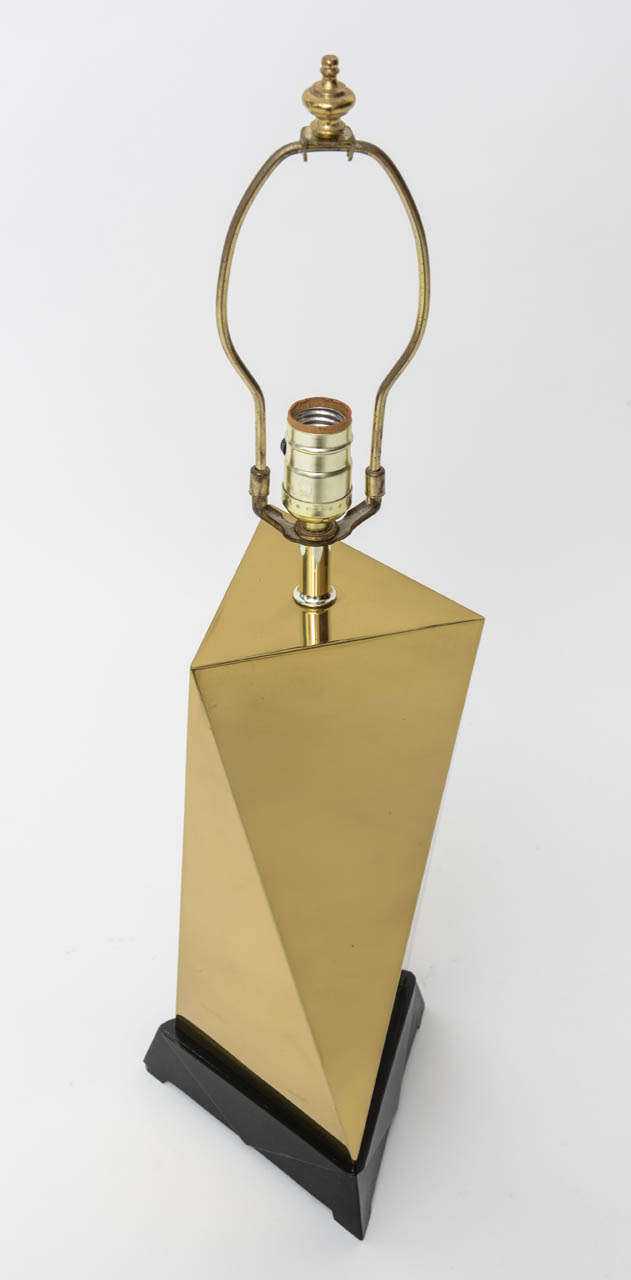 Pair of Brass Finish Geometric Lamps at 1stdibs