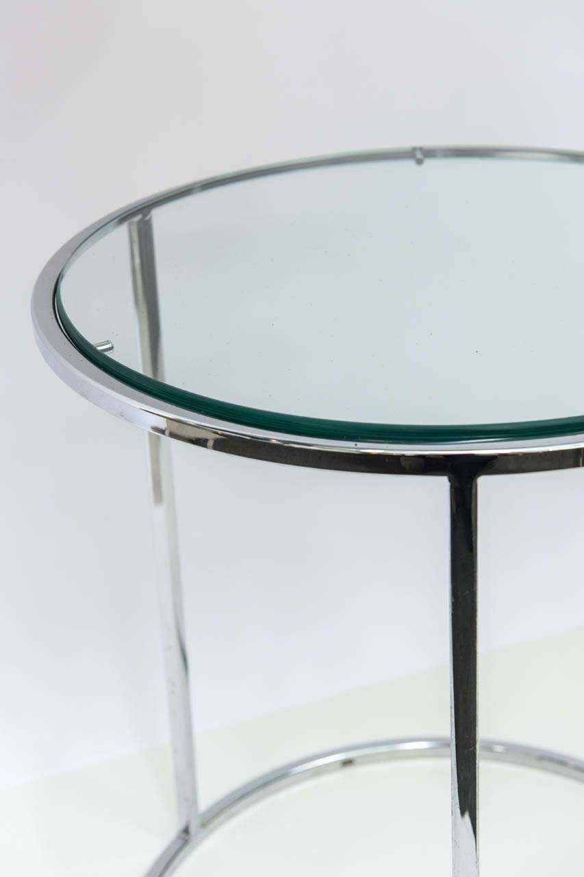Mid-Century Modern Chrome Dome Floor Lamp with End Table