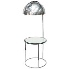 Chrome Dome Floor Lamp with End Table