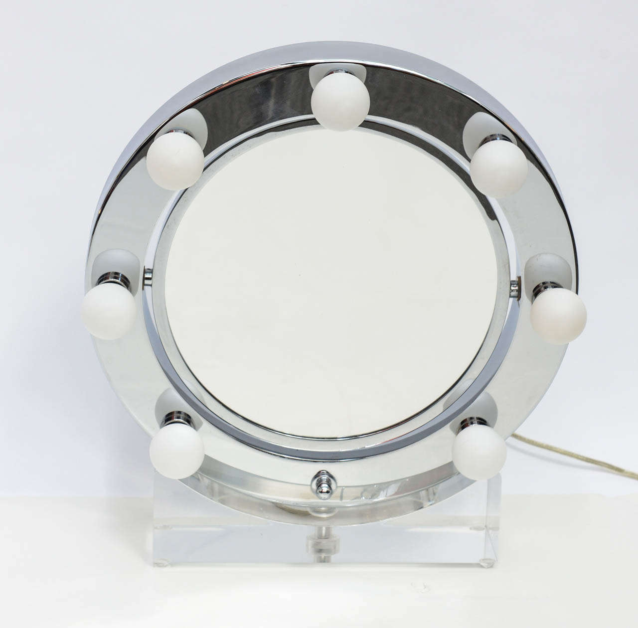 1970s Round Chrome And Lucite Vanity Mirror At 1stdibs This Magnifying Mirror Double Stand Mirrors Brings Out Your Inner Star 10