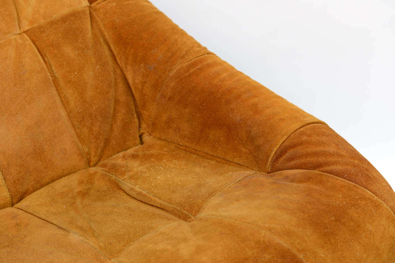Late 20th Century 1970s Suede Scoop Lounge Chair
