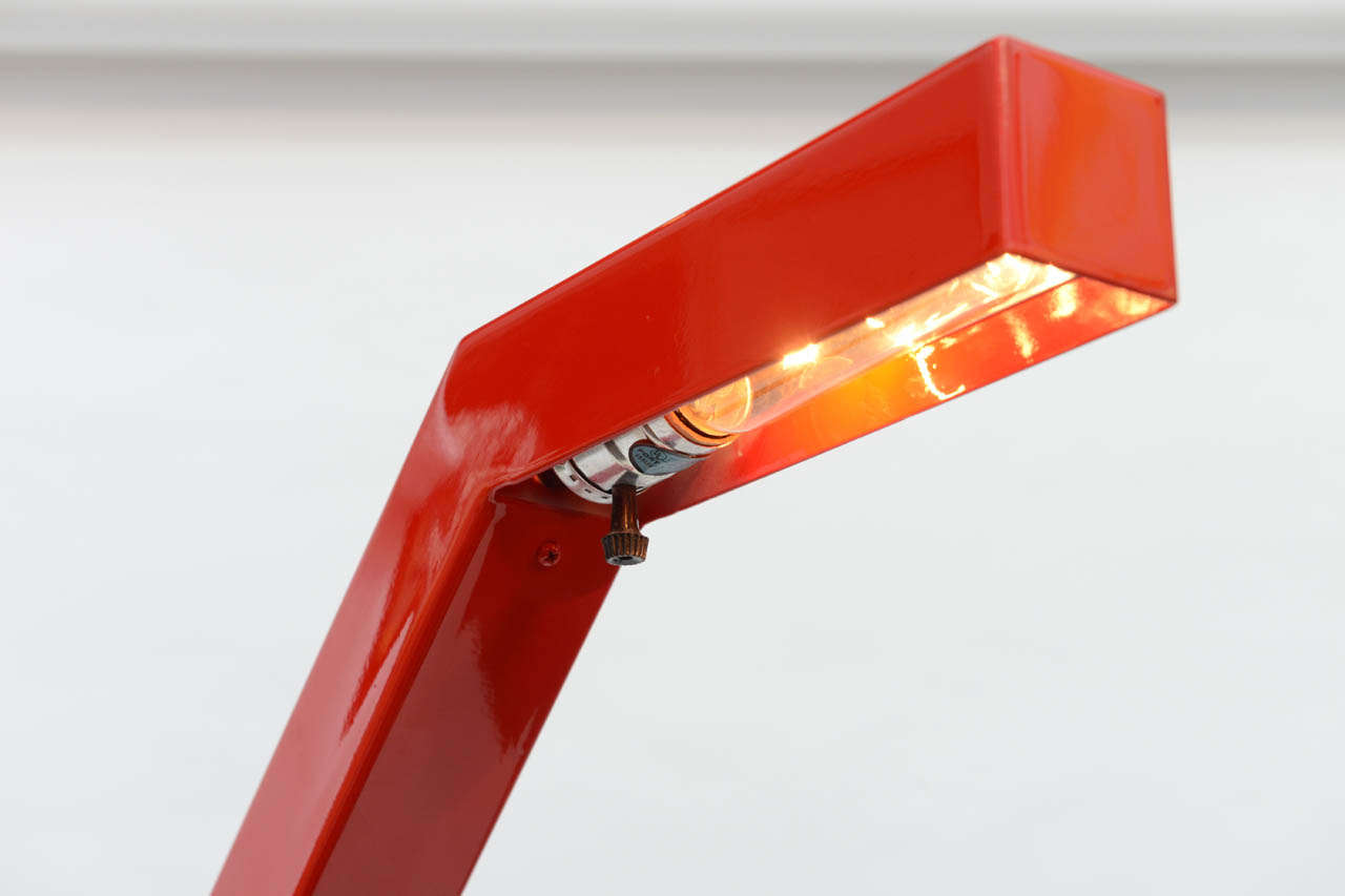 Steel Modernist Red Floor Lamp