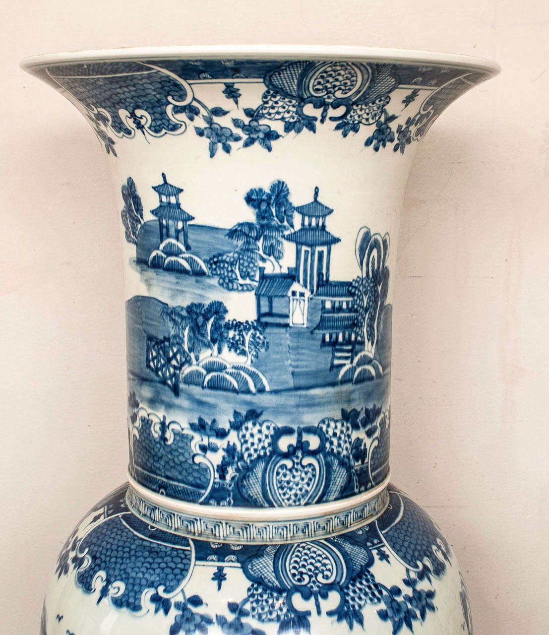 Monumental Pair of Chinese Blue and White Palace Jars 1