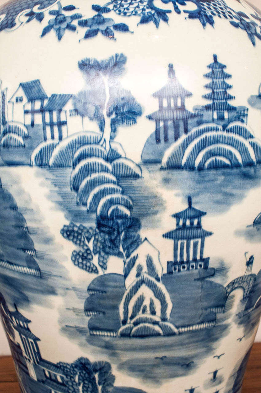 Monumental Pair of Chinese Blue and White Palace Jars 2