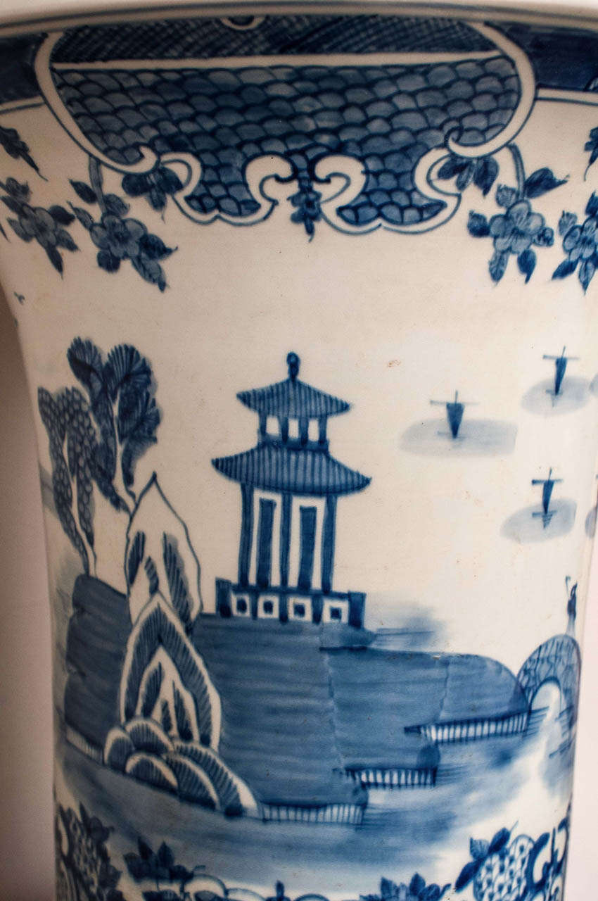 Monumental Pair of Chinese Blue and White Palace Jars 3