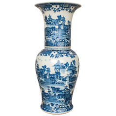 Monumental Pair of Chinese Blue and White Palace Jars