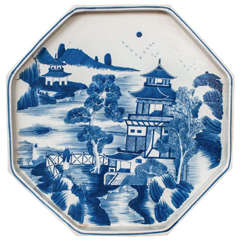 Chinese Blue and White Porcelain Octagonal Charger