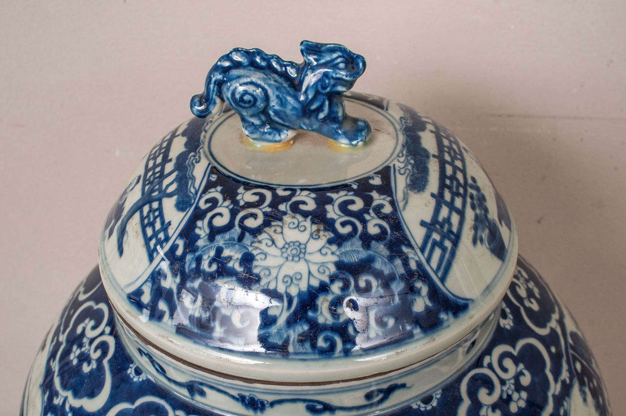 Pair of Large Chinese Blue and White Porcelain Temple Jars In Excellent Condition In Washington, DC