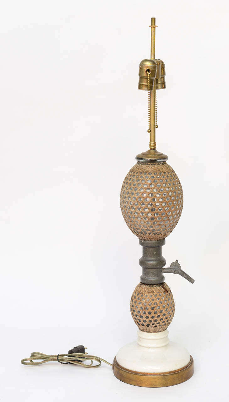 Authentic Pair Seltzer Bottle Table Lamps from France In Good Condition In West Palm Beach, FL
