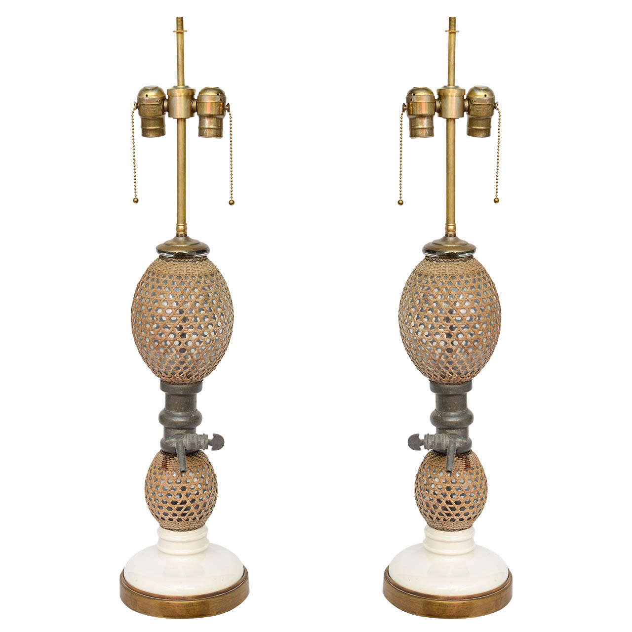 Authentic Pair Seltzer Bottle Table Lamps from France