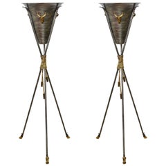 Pair of Tall Neoclassical Tripod Planters
