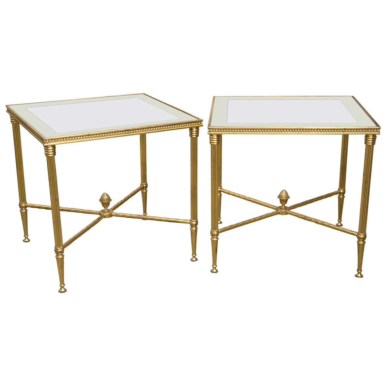 Pair of Metal & Glass End Tables