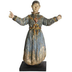 Italian Baroque Painted and Gilded Statue of St Peter, Early 18th Century