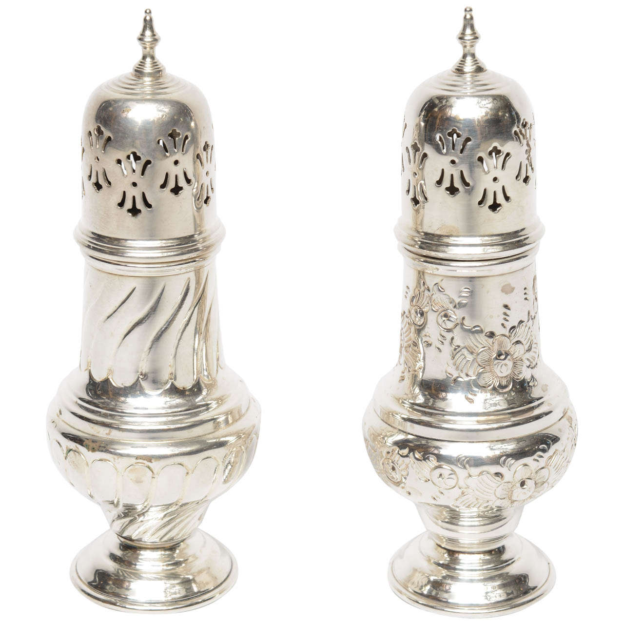 Near Pair of Silver Plate Castors, 19th Century For Sale