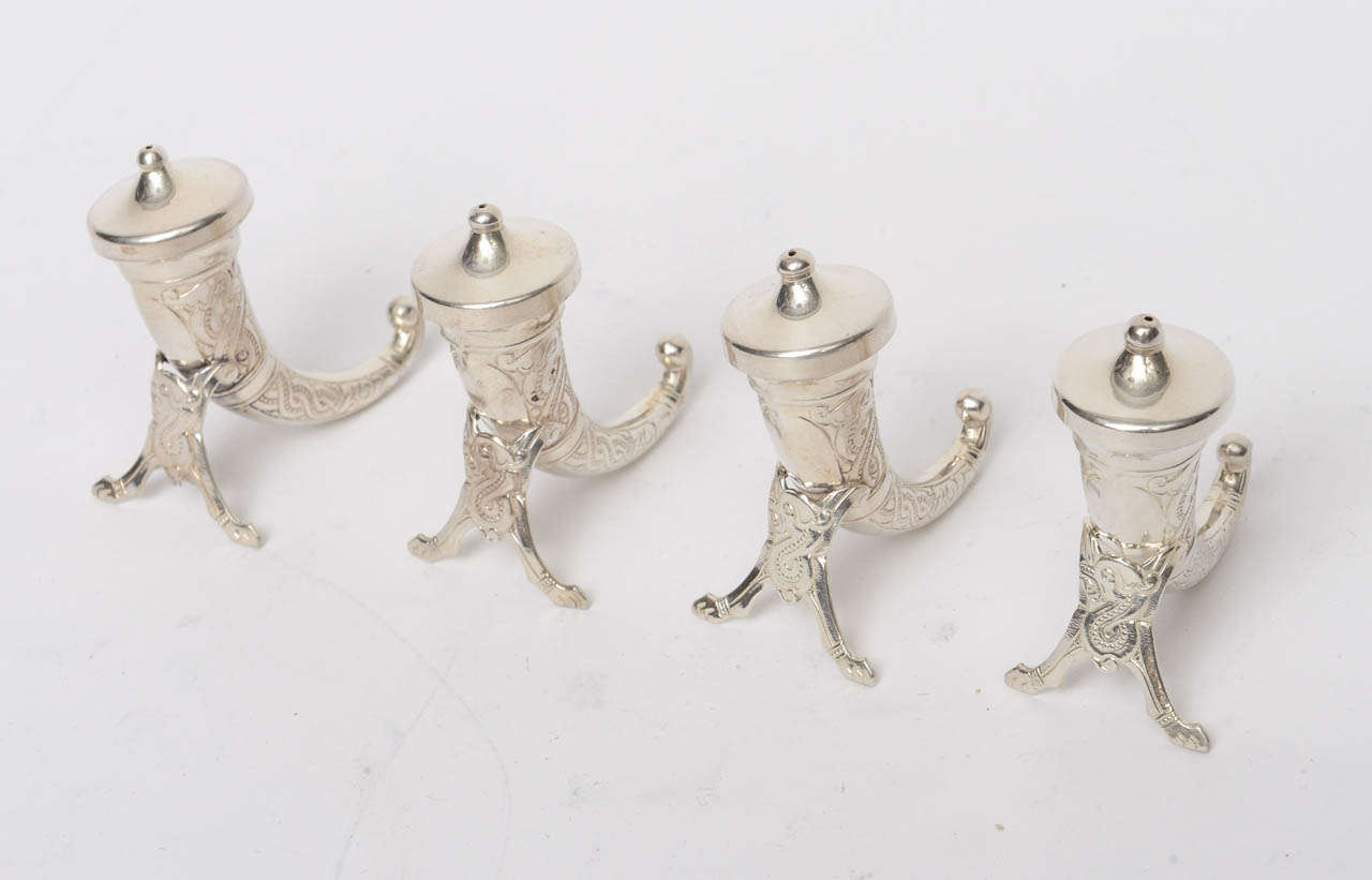 Mid-20th Century Set of Four Sterling Silver Salts, 20th Century For Sale