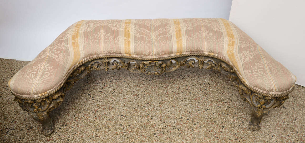 Venetian hand-carved bench with old world painted finish. Most unusual with flat back which could go against a wall or in front of a fireplace. Newly upholstered.

Originally $ 8,000.00.

Check our inventory for additional sale items.