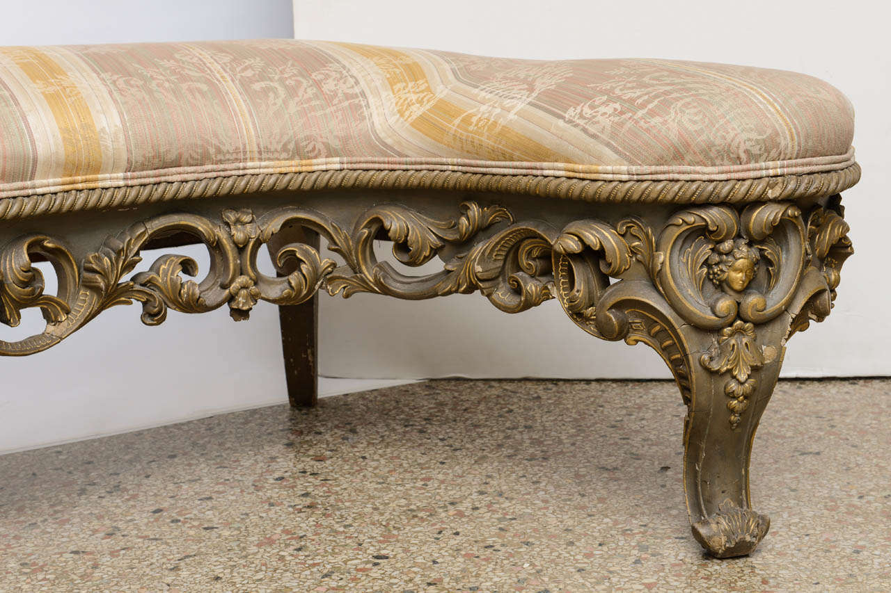 Wood Venetian Hand-Carved Bench, 19th Century For Sale
