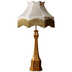 Antique English Edwardian Downton Abbey Style Gilt Wood Lamp