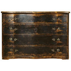 French 19th Century Chest Of Drawers with Balck Patina of Origin