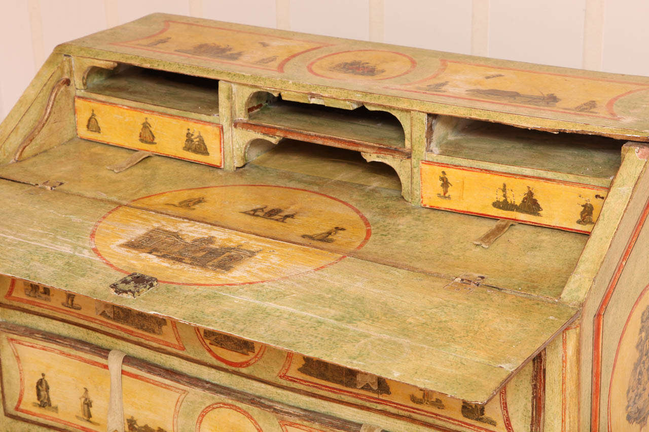 A 19th Century Painted and Decoupage Secretary In Good Condition For Sale In New York, NY
