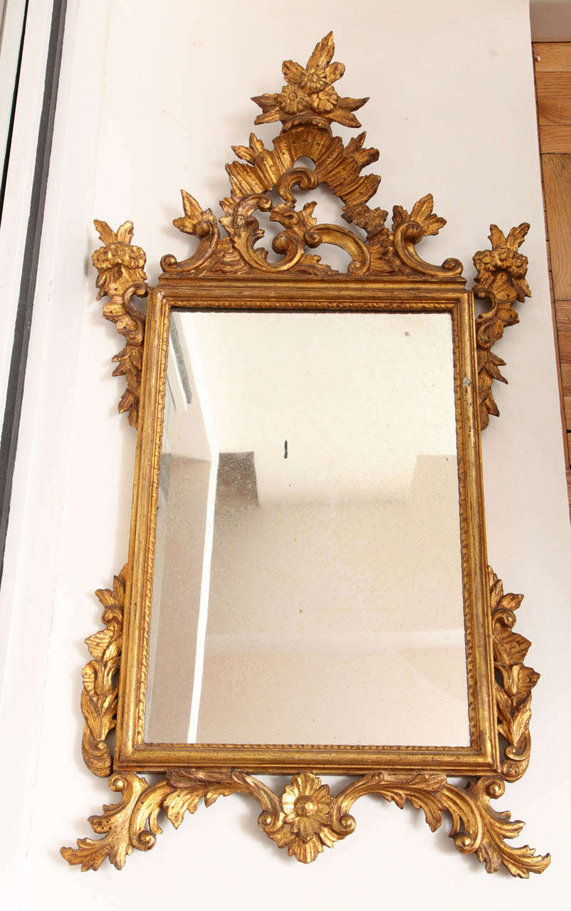 Carved Italian Giltwood Mirror, 19th Century For Sale