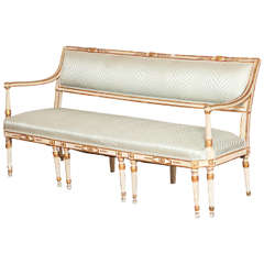 A Carved, Painted and Parcel Gilt Neo Classical Settee, 18th C Sweden