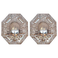 A Pair of William and Mary Style Pewter and Brass Two Light Appliques