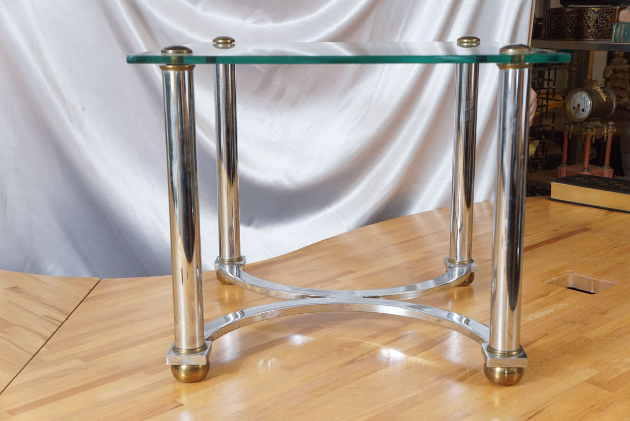 Mid-Century Modern Mid-Century Chrome and Glass Side Table For Sale