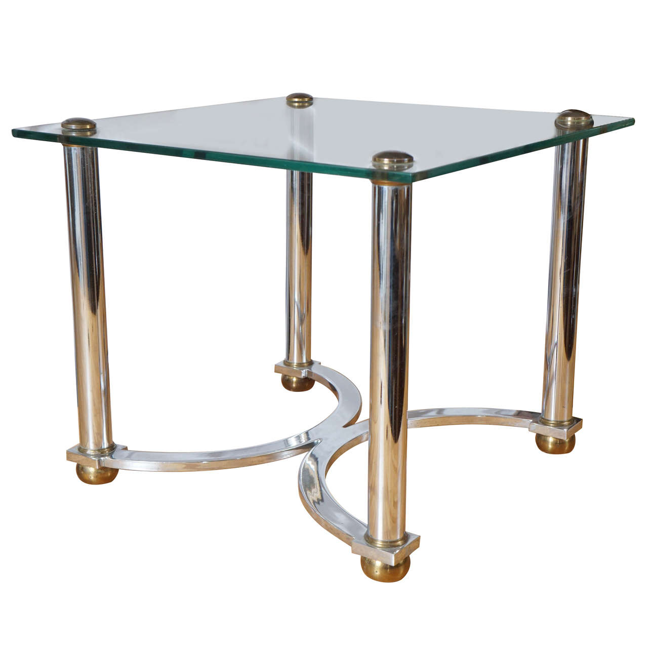 Mid-Century Chrome and Glass Side Table For Sale