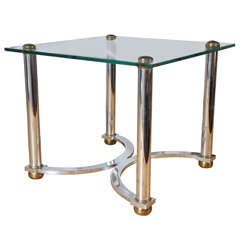 Mid-Century Chrome and Glass Side Table