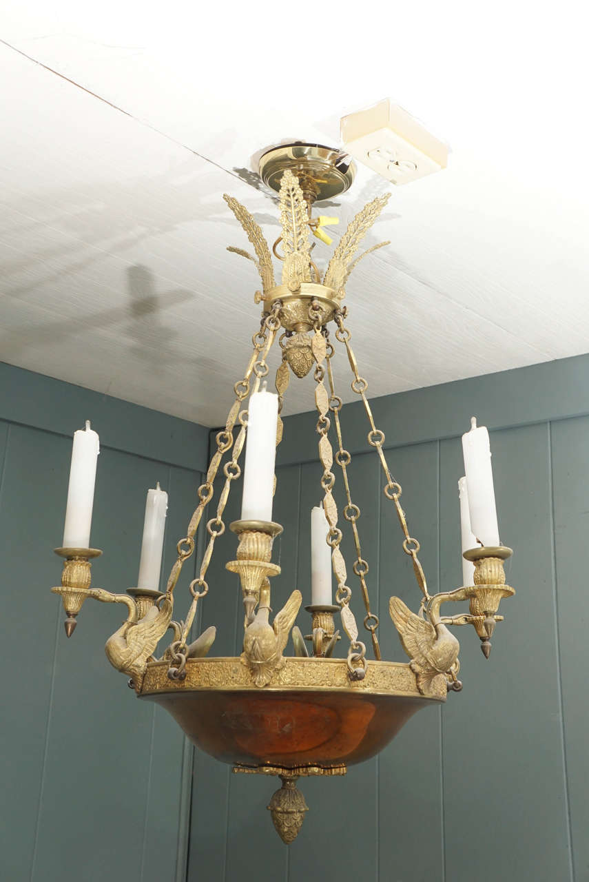 Empire Revival Bronze French Empire Style Chandelier