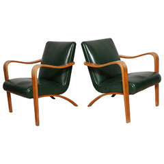 Pair of 1940s Thonet Bentwood Lounge Chairs
