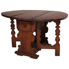 Antique Flemish Oak Drop-Leaf Gate Leg Table 1