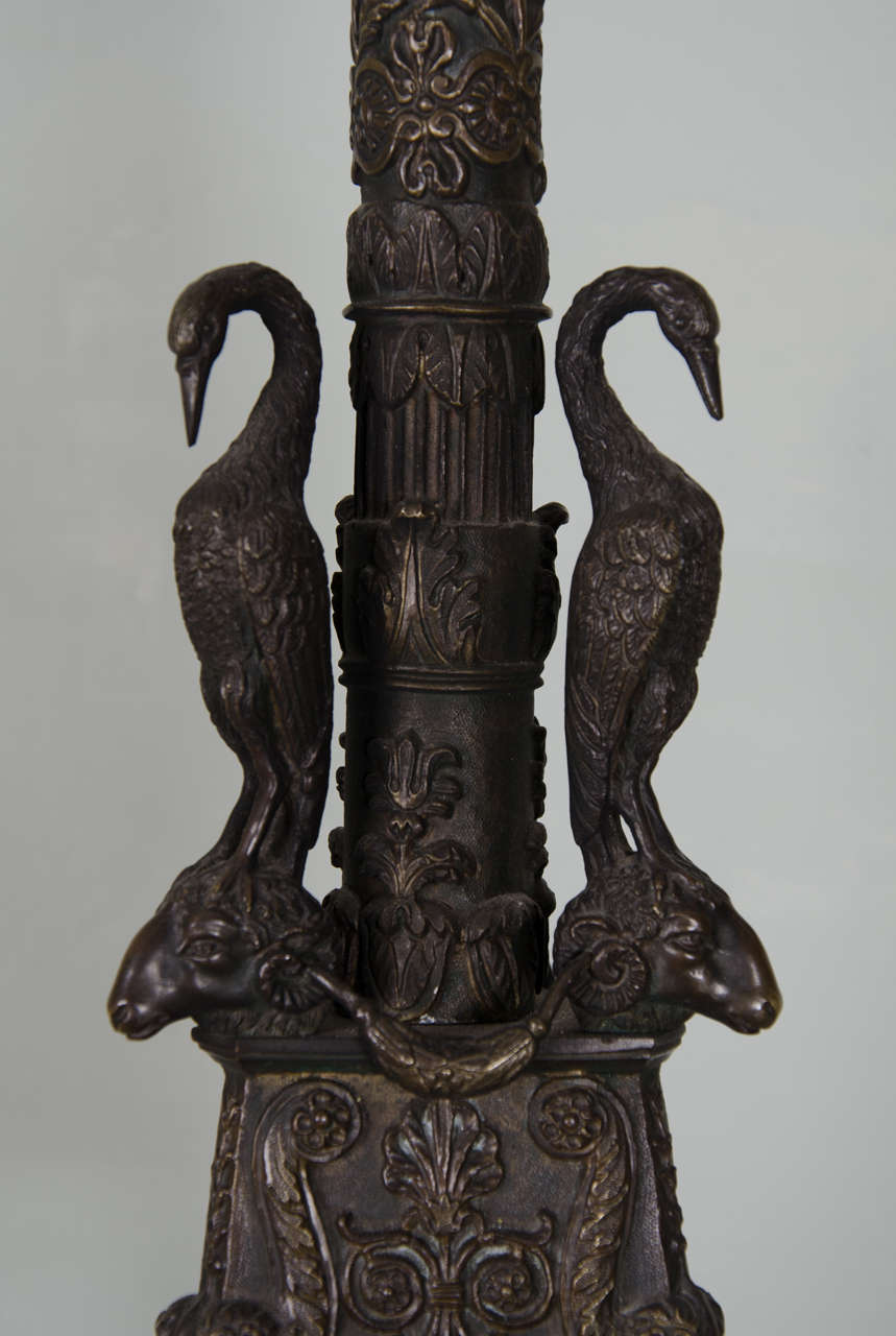 British Pair of Gilt Bronze Candlesticks of Neoclassical Form