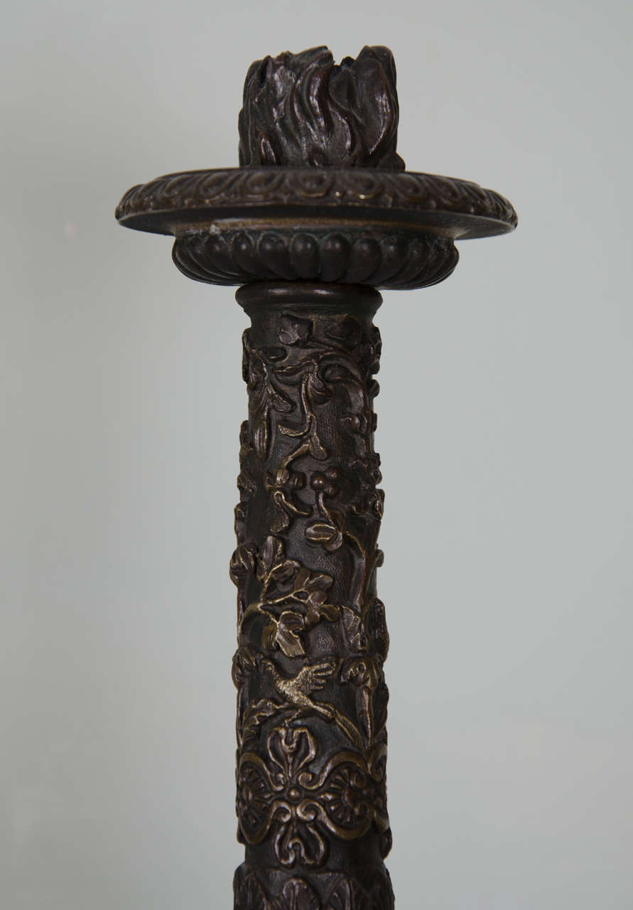 Pair of Gilt Bronze Candlesticks of Neoclassical Form In Excellent Condition In London, GB